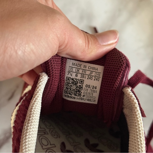 Adidas Burgundy Handball Spezial Corduroy Suede Size 7.5 - Picture 5 of 6